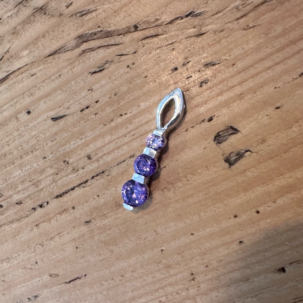 Silver 925 Amethyst Colored Gemstone Pendant